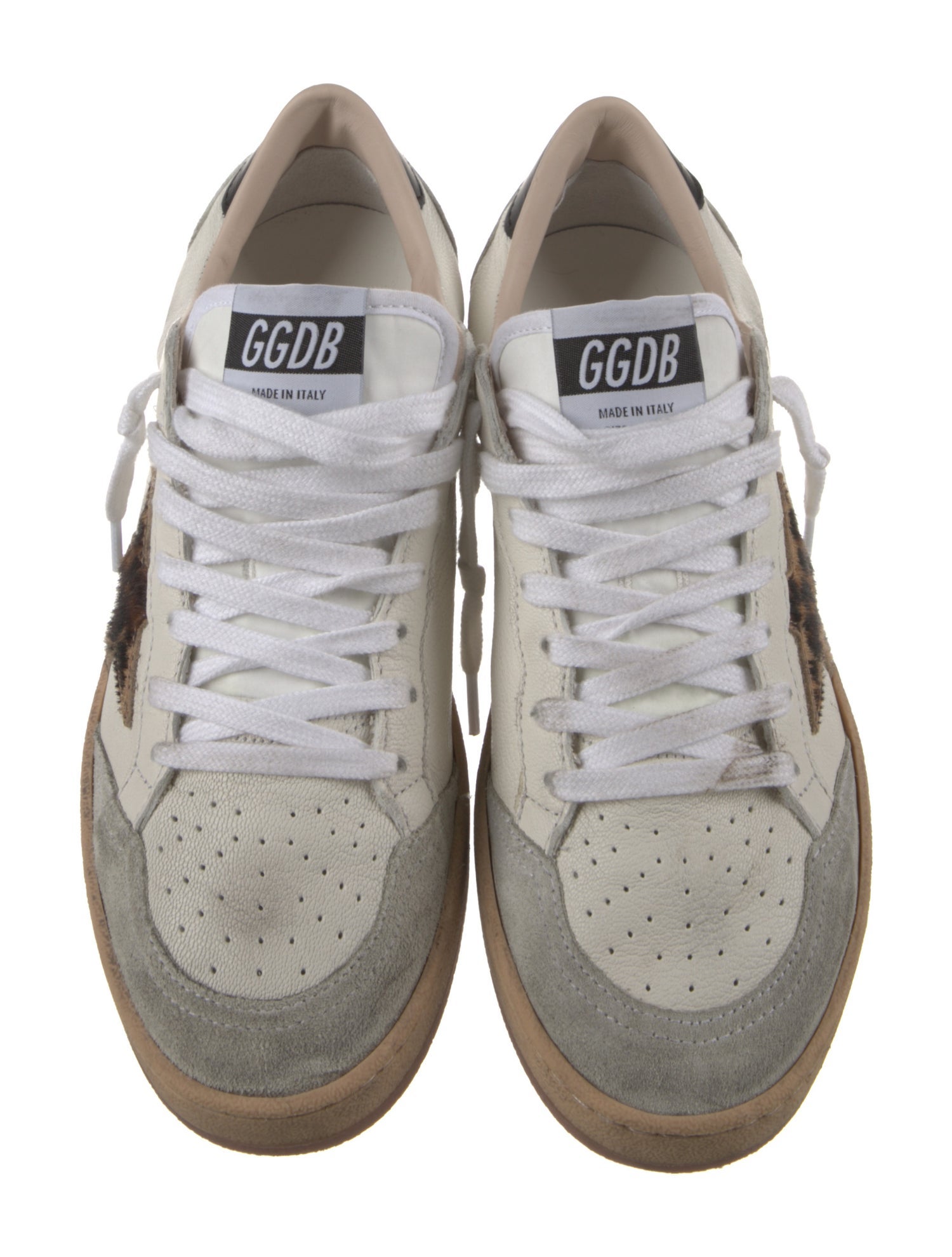 Golden Goose Leather Animal Print Sneakers